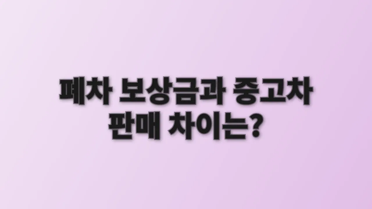 폐차 보상금과 중고차 판매 차이는?